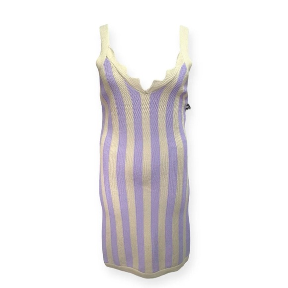 HOUSE OF HARLOW 1960 Purple Multi Texture Stitch Striped Mini Dress - Picture 2 of 4